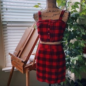 Flannel Skirt and Crop Top Set